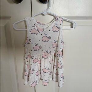Angel Dear Pink Whale Print ribbed peplum tank and bloomer 18-24mo